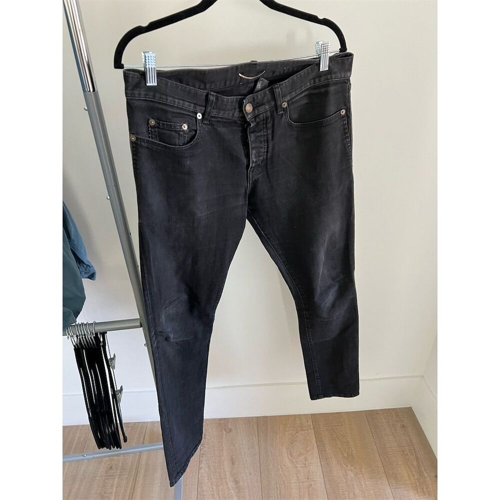 Saint Laurent Men's Slim Black Jeans Size 29 Raw Hem Detailing